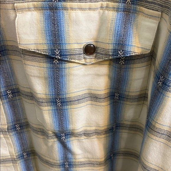 Orvis Soft Flannel Pearl Snap Men’s Button Shirt XL Cotton Western Blue Cream - Picture 4 of 8